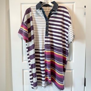 Free People Charlie Tee Dress, Blue Combo, Size: XS